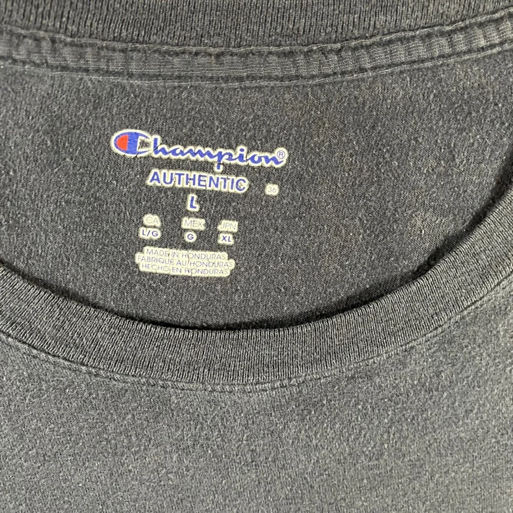 Retro Champion T-Shirt Men L Navy Blue S/S Embroidered Logo y2k Gorpcore Skater - Picture 5 of 9